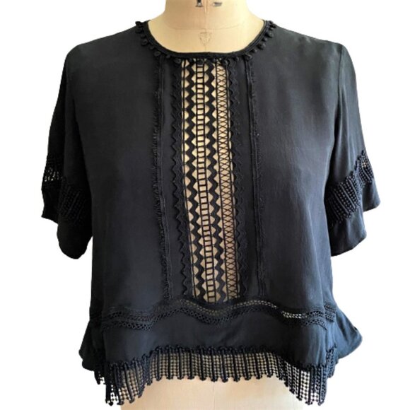 Jonathan Simkhai cut out lace short sleeve top - Picture 3 of 11